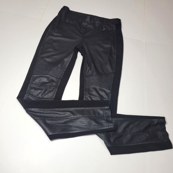 BCBGMaxAzria Women's Black Moto Faux Leather Pull On leggings Size M - Picture 8 of 14